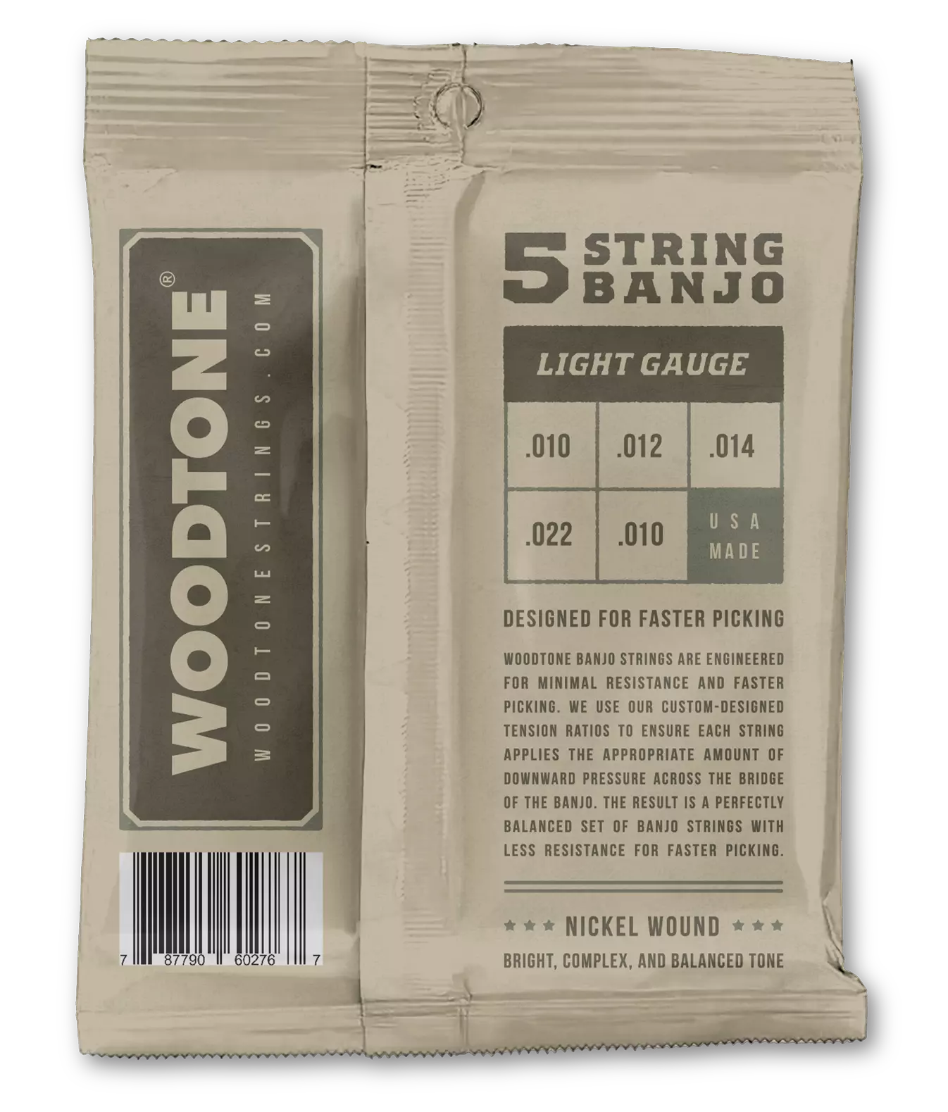 Woodtone 5-String Banjo Strings / Light Gauge / Nickel Wound Non-Coated